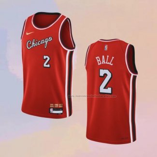 Camiseta Chicago Bulls Lonzo Ball NO 2 Ciudad 2021-22 Rojo